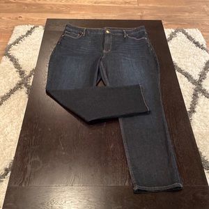 White House Black Market Dark Wash The Slim Jean - Size 14 Short